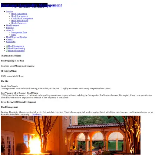 BOUTIQUE HOSPITALITY MANAGEMENT