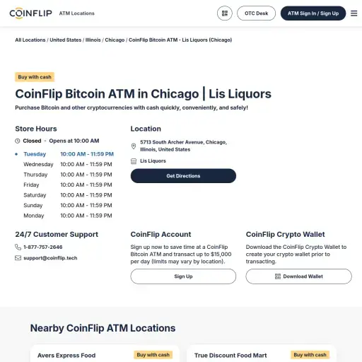 CoinFlip Bitcoin ATM - Lis Liquors (Chicago)