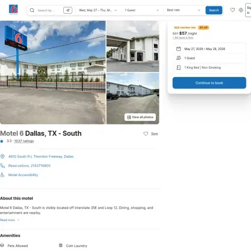 Motel 6 Dallas, TX - South