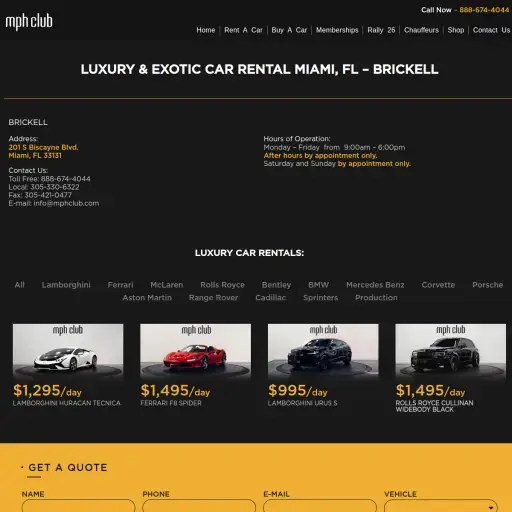 mph club | Exotic Car Rental Miami