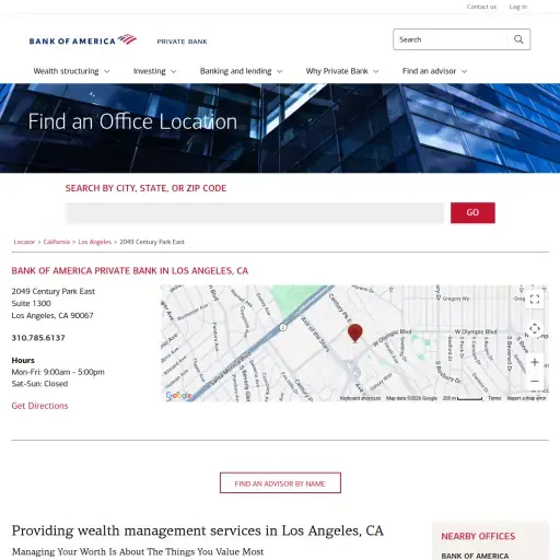 Private Bank, Bank of America