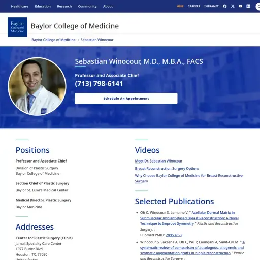 Sebastian Winocour, MD - Plastic Surgery, Baylor College of Medicine